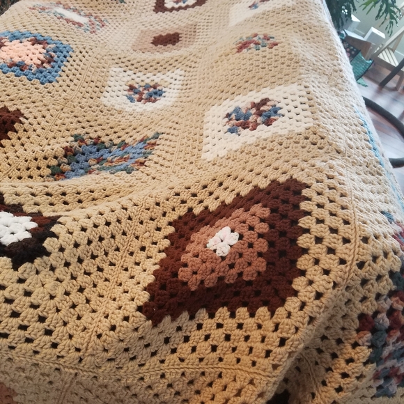 Handmade Other - Extra Long Vintage Handmade Granny Square Afghan